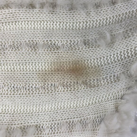 Love Token Women M Ivory Rabbit Fur & Acrylic Knit Vest Scarf Combo With Pockets - Picture 9 of 9